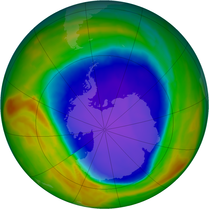 Antarctic ozone map for 30 September 2014